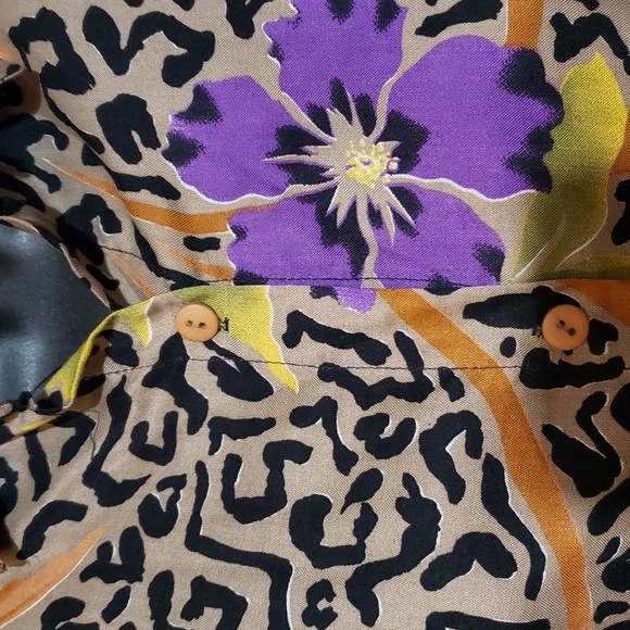 Vintage 90s Floral Blouse Button Down Womens Medium - Picture 2 of 4